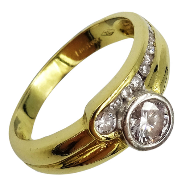 18ct Yellow Gold 0.55ct Diamond Single Stone & Fancy Shoulder Ladies Ring K 1/2 3.9g - Richard Miles Jewellers