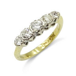 18ct Yellow Gold 5 Stone Diamond Ring 0.35ct Size H 1/2