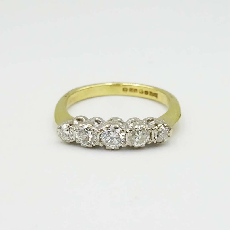 18ct Yellow Gold 5 Stone Diamond Ring 0.35ct Size H 1/2