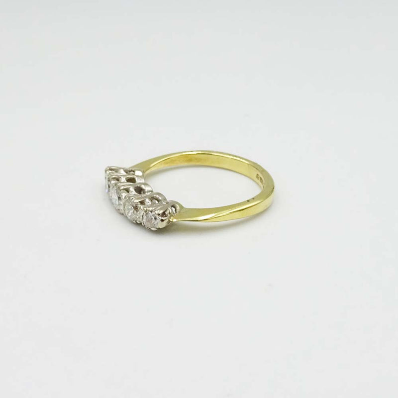 18ct Yellow Gold 5 Stone Diamond Ring 0.35ct Size H 1/2