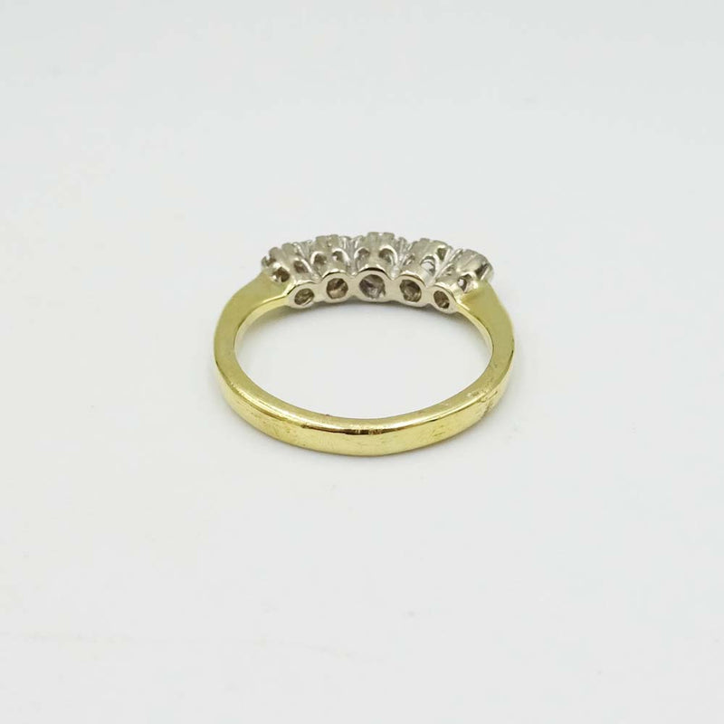 18ct Yellow Gold 5 Stone Diamond Ring 0.35ct Size H 1/2