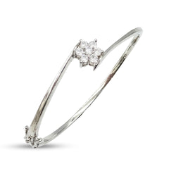 Sterling Silver Cubic Zirconia Cluster Hinged Bangle