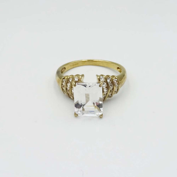 9ct Yellow Gold Cubic Zirconia Ring Size M 1/2