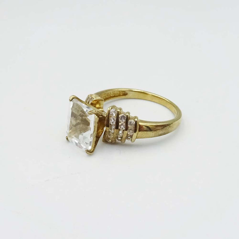 9ct Yellow Gold Cubic Zirconia Ring Size M 1/2