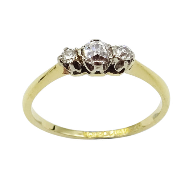 18ct Yellow Gold Ladies Diamond Trio Ring Size N - Richard Miles Jewellers