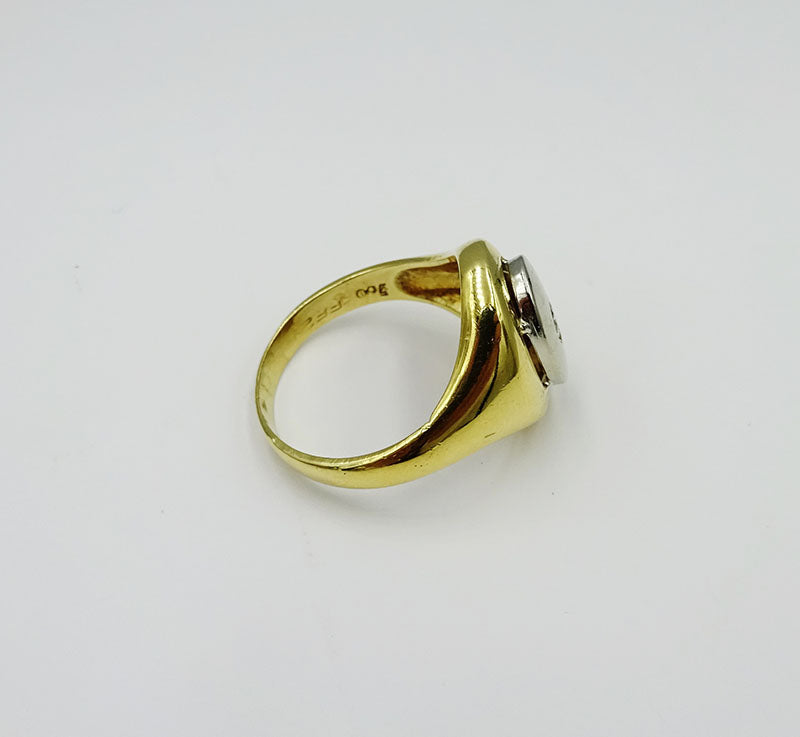 18ct Yellow Gold 0.18ct Diamond Oval Unisex Ring Size M 5.8mm - Richard Miles Jewellers