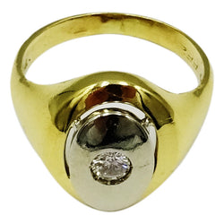 18ct Yellow Gold 0.18ct Diamond Oval Unisex Ring Size M 5.8mm - Richard Miles Jewellers