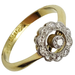 18ct Yellow Gold Vintage 0.20ct Diamond Flower Cluster Ladies Ring Size L 2.9g - Richard Miles Jewellers