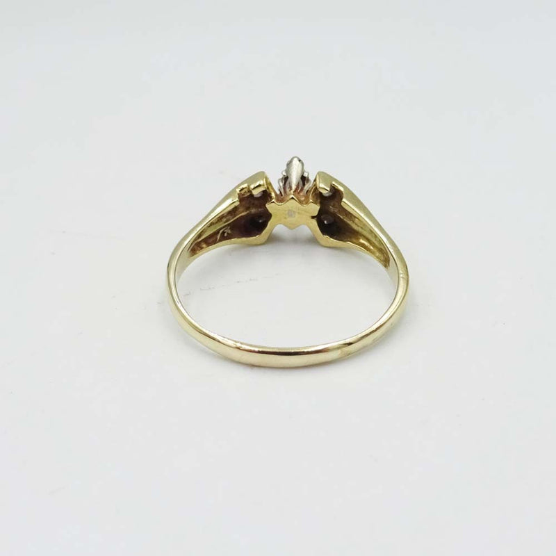 14ct Yellow Gold Marquise Diamond Ring Size P 0.15ct
