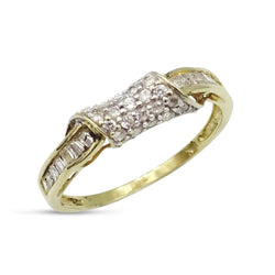 18ct Yellow Gold Cubic Zirconia Scroll Ring Size S 1/2