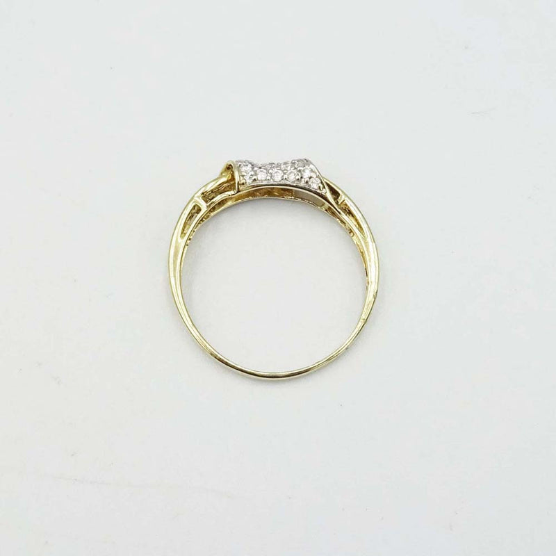 18ct Yellow Gold Cubic Zirconia Scroll Ring Size S 1/2