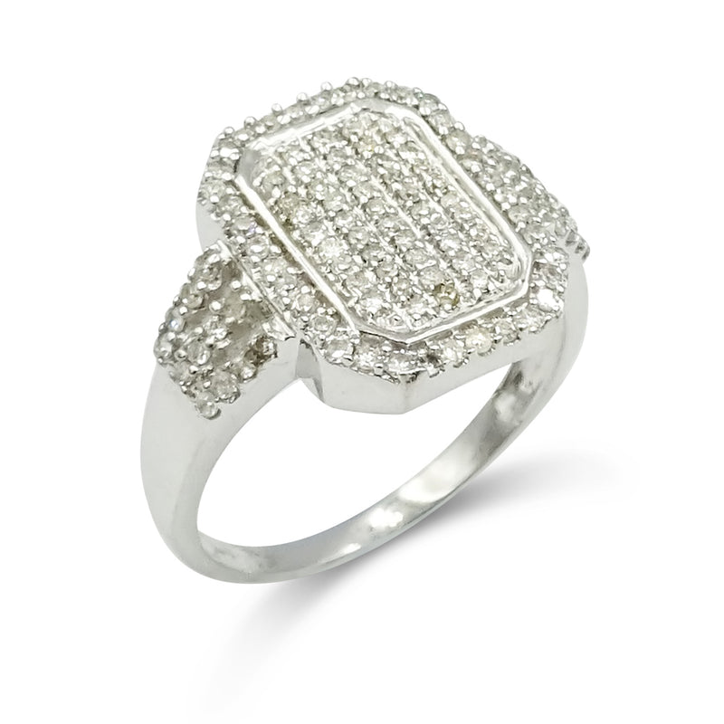 9ct White Gold Diamond Pavé Ring Size P