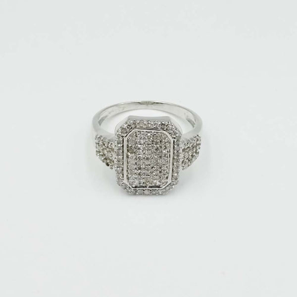 9ct White Gold Diamond Pavé Ring Size P