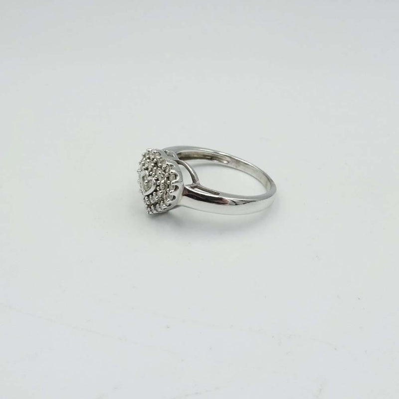 9ct White Gold Heart Diamond Cluster Ring 0.40ct Size N