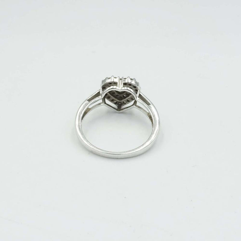 9ct White Gold Heart Diamond Cluster Ring 0.40ct Size N