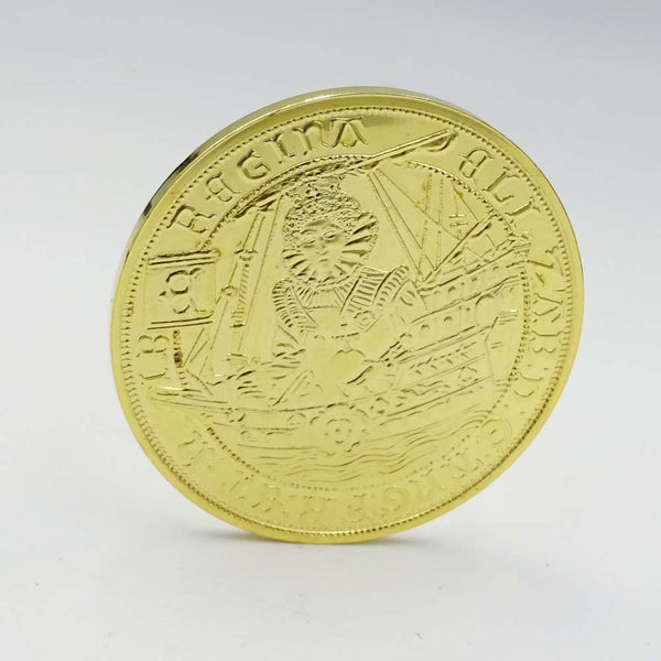 Gold Plated Queen Elizabeth I Ryal Silver Coin