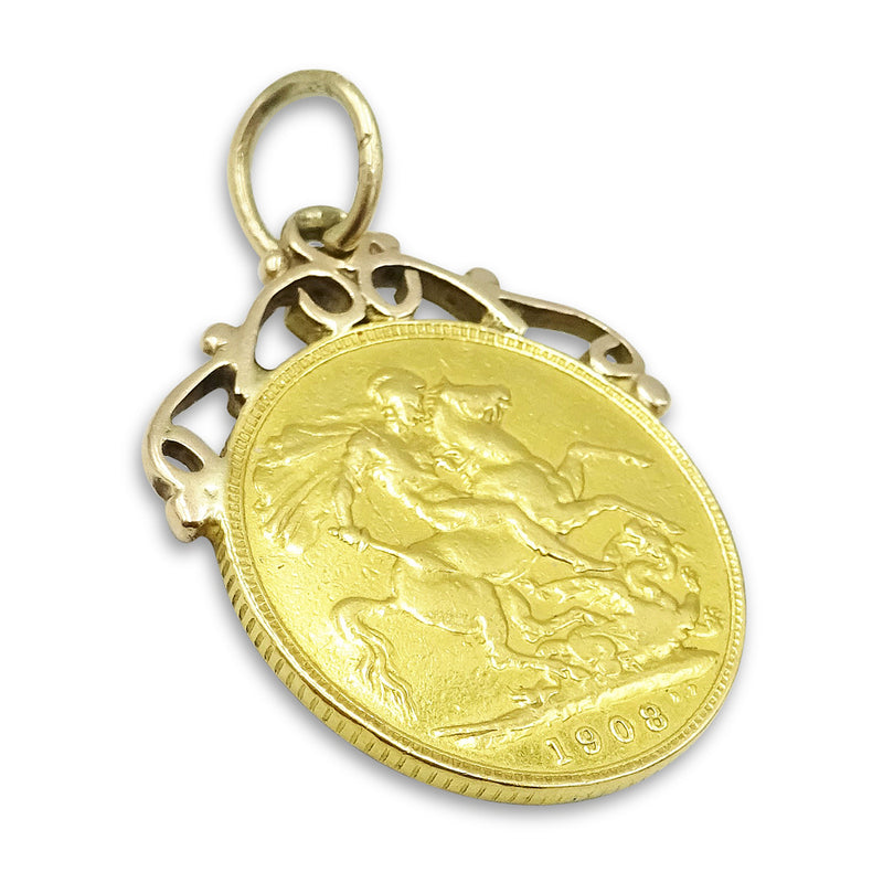 9ct Yellow Gold 1899 Victoria Full Sovereign Pendant and Chain 24