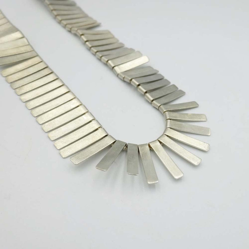 Silver Articulated Bar Chain Necklace 16"