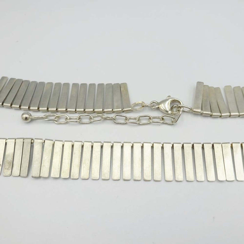 Silver Articulated Bar Chain Necklace 16"