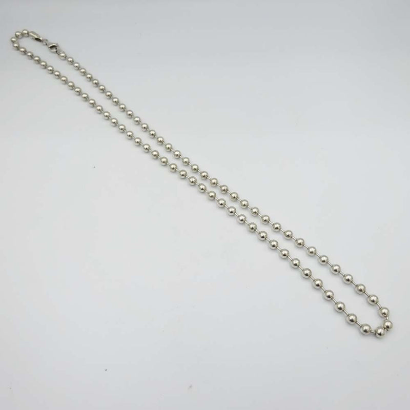 Sterling Silver Beaded Necklace 22"