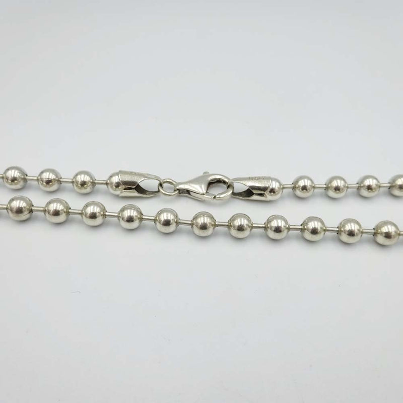 Sterling Silver Beaded Necklace 22"