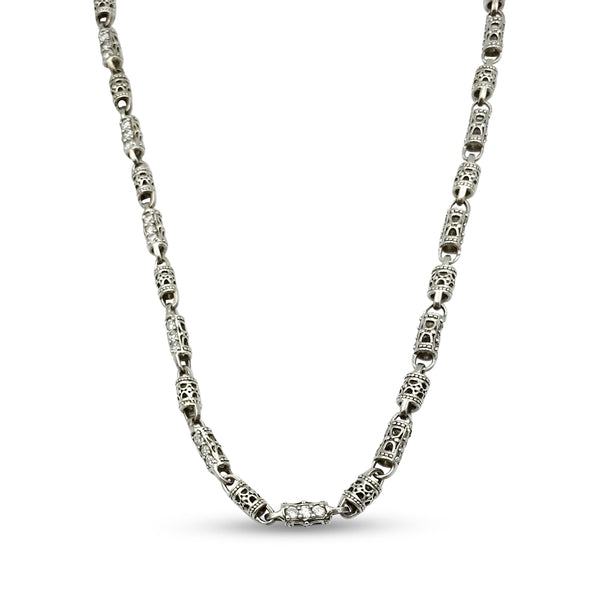 Sterling Fancy Link Cubic Zirconia Chain 26"