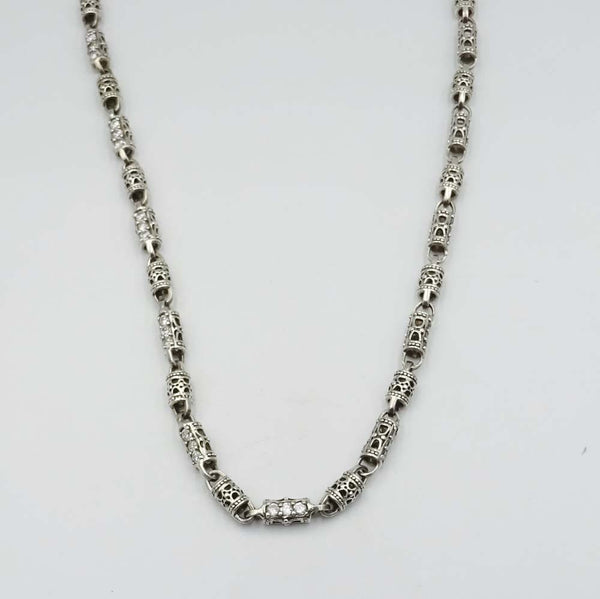 Sterling Fancy Link Cubic Zirconia Chain 26"