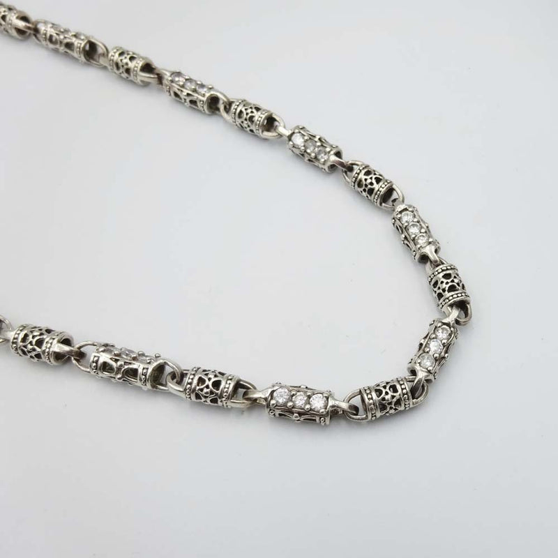 Sterling Fancy Link Cubic Zirconia Chain 26"