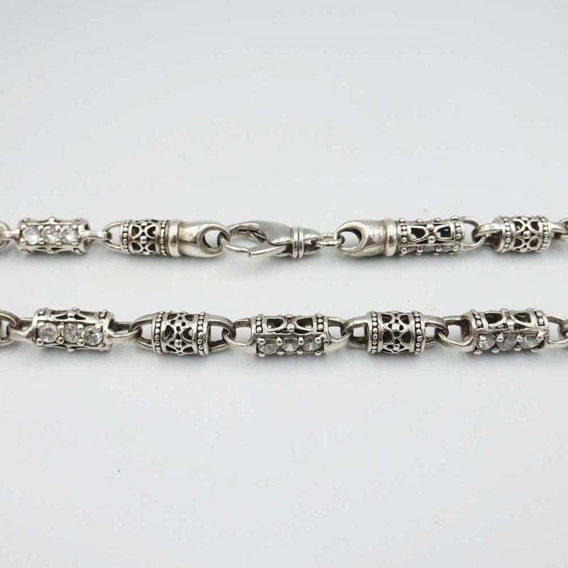 Sterling Fancy Link Cubic Zirconia Chain 26"