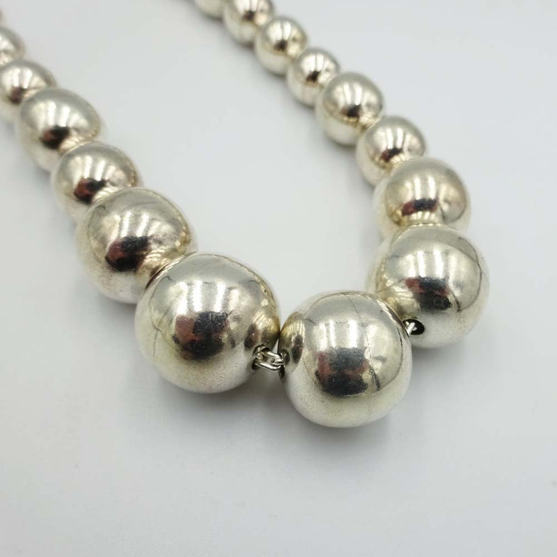 Sterling Silver Graduated Bead Necklace 16"