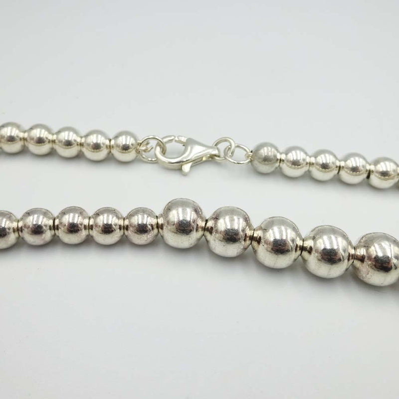 Sterling Silver Graduated Bead Necklace 16"