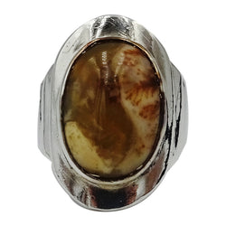 Sterling Silver Statement Oval Coloured Cabochon Statement Ring N 1/2 12.5g - Richard Miles Jewellers
