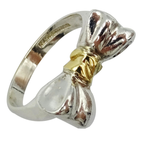 Tiffany&Co Authentic  3D Silver Bow 18ct Ribbon Quality Ring Size L 4g - Richard Miles Jewellers