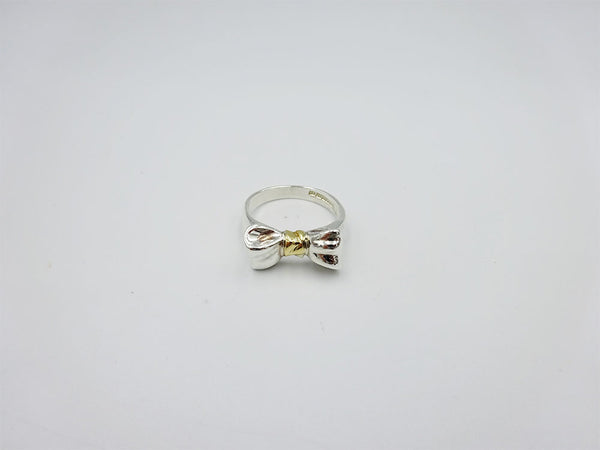 Tiffany&Co Authentic  3D Silver Bow 18ct Ribbon Quality Ring Size L 4g - Richard Miles Jewellers