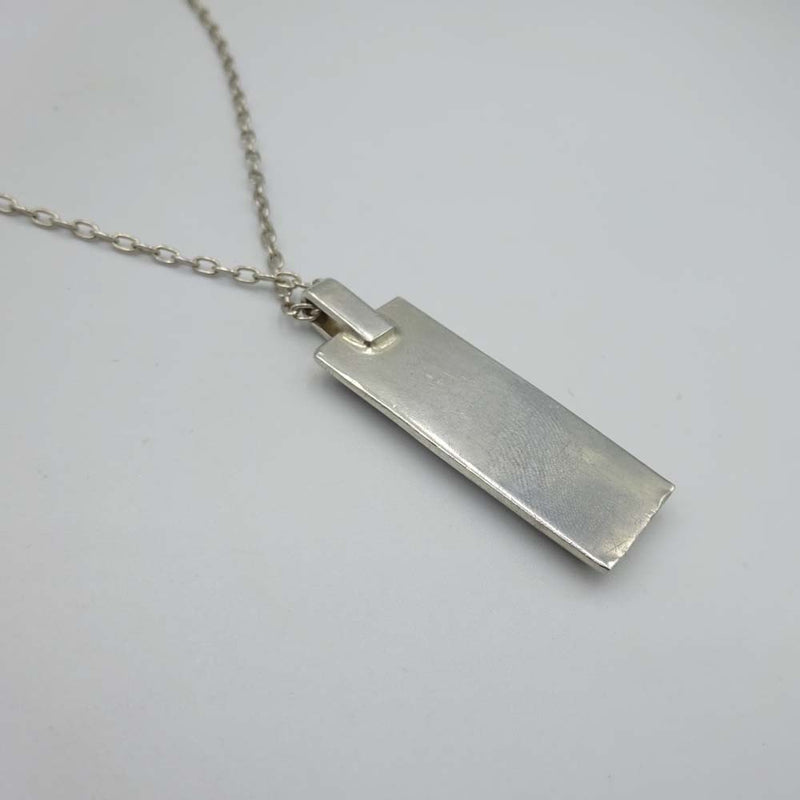 Silver Chain Necklace With Ingot Pendant 20"