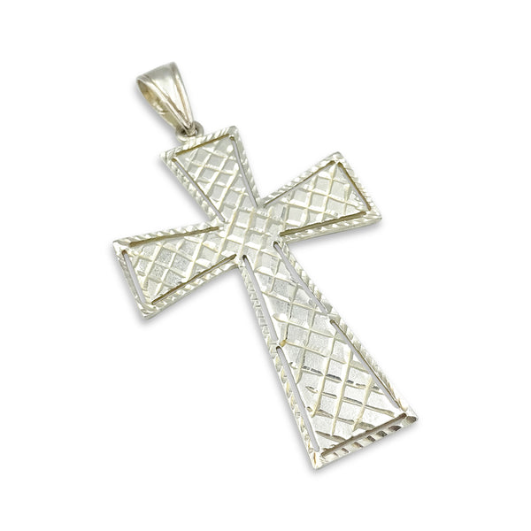 Sterling Silver Large Latticed Cross Pendant