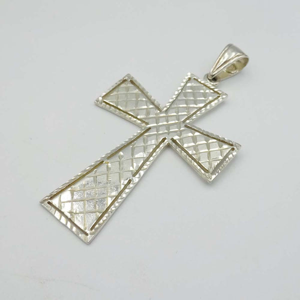 Sterling Silver Large Latticed Cross Pendant