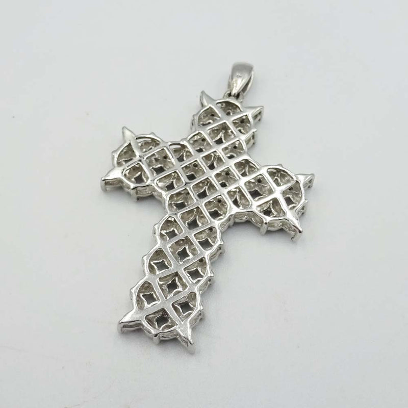 Sterling Silver Cubic Zirconia Lattice Cross Pendant