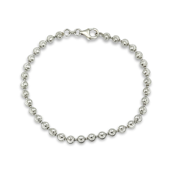 Sterling Silver Faceted Bead Link Bracelet 7"