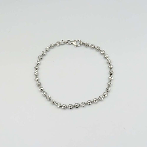 Sterling Silver Faceted Bead Link Bracelet 7"