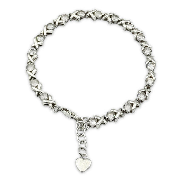 Sterling Silver Cubic Zirconia 'Kiss' Tennis Bracelet 8"