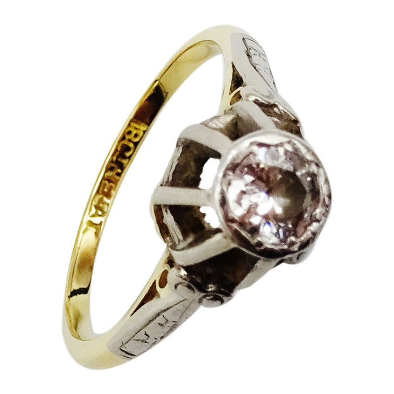 18ct Yellow Gold 0.40ct Diamond Vintage Style Ladies Quality Ring 3.2g Size N - Richard Miles Jewellers