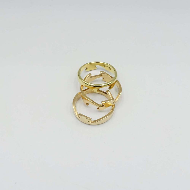 18ct Yellow and Rose Gold Georg Jensen 3 Segment Fusion Ring Size Y