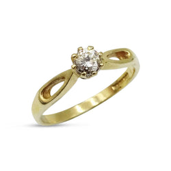 9ct Yellow Gold Cubic Zirconia Solitaire Ring Size P