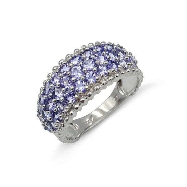 10ct White Gold Tanzanite Cluster Ring Size N