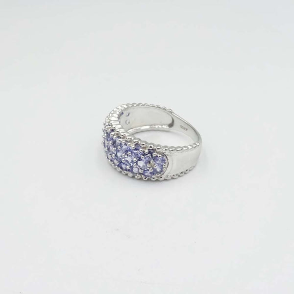 10ct White Gold Tanzanite Cluster Ring Size N