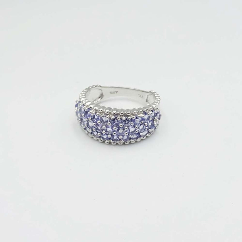 10ct White Gold Tanzanite Cluster Ring Size N
