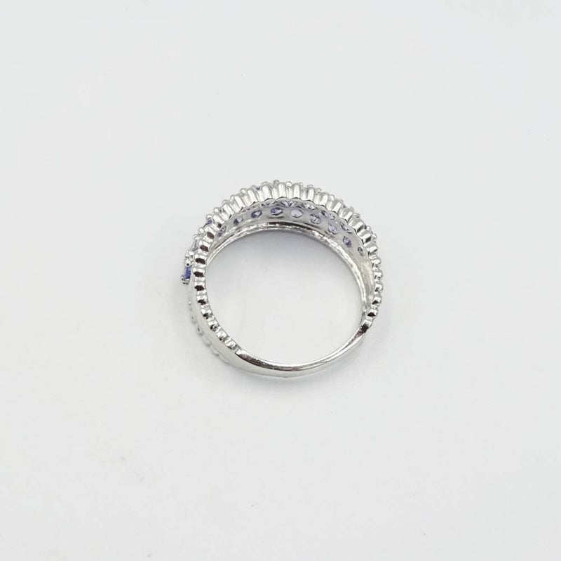 10ct White Gold Tanzanite Cluster Ring Size N