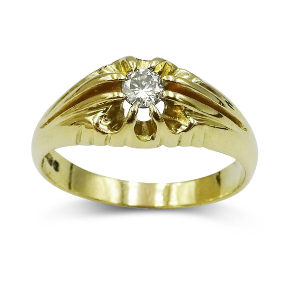 18ct Yellow Gold Cubic Zirconia Gypsy Ring Size T