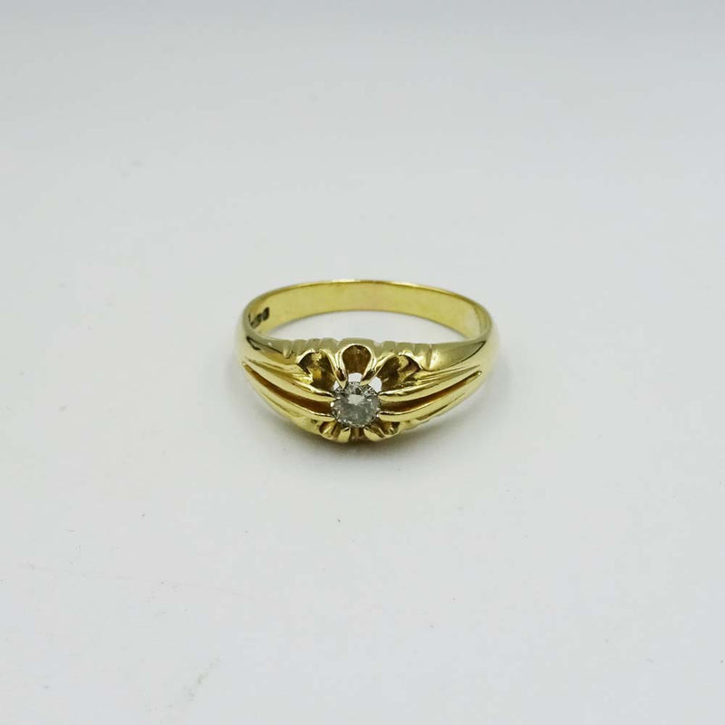 18ct Yellow Gold Cubic Zirconia Gypsy Ring Size T